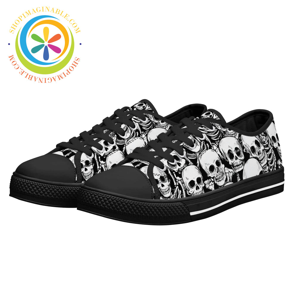 Black & White Skeletons Ladies Low Top Canvas Shoes / Us11.5 (Eu43)