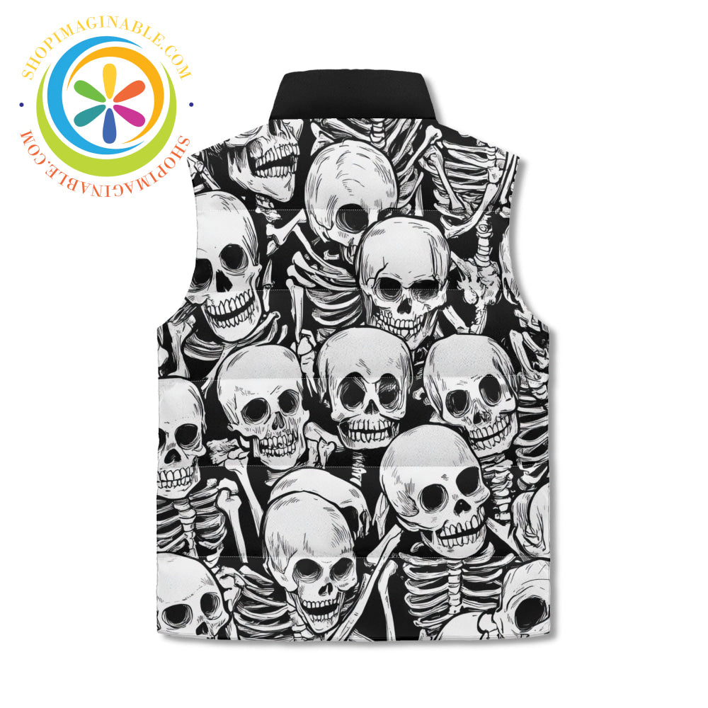 Black & White Skulls Unisex Puffer Vest