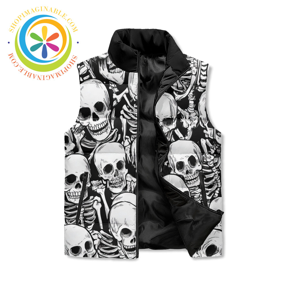 Black & White Skulls Unisex Puffer Vest