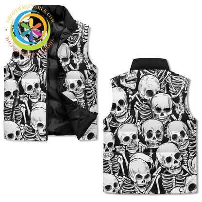 Black & White Skulls Unisex Puffer Vest