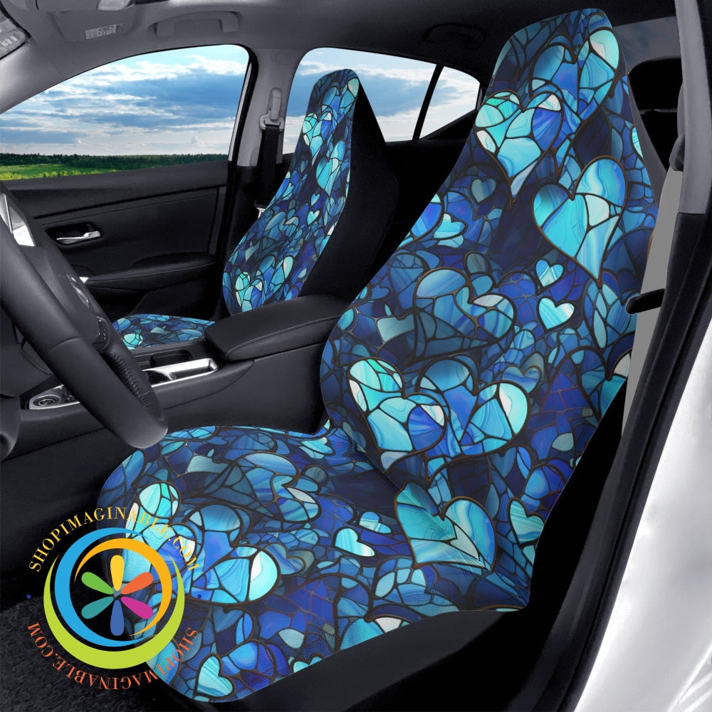 Blue Is My Heart Cloth Car Seat Covers