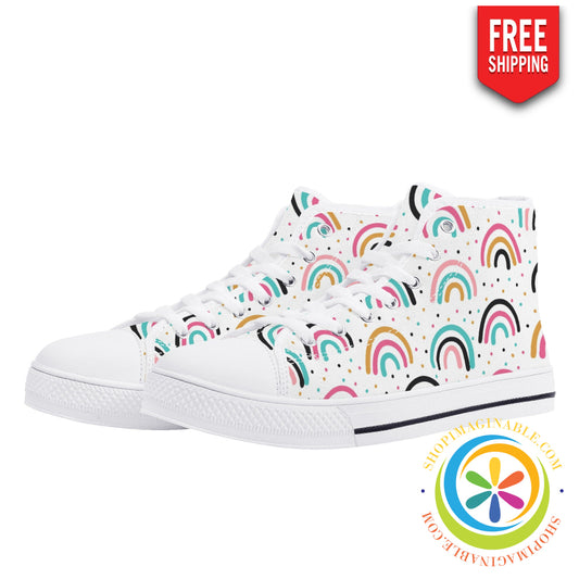 Boho Chic Rainbow Ladies High Top Canvas Shoes Us12 (Eu44)