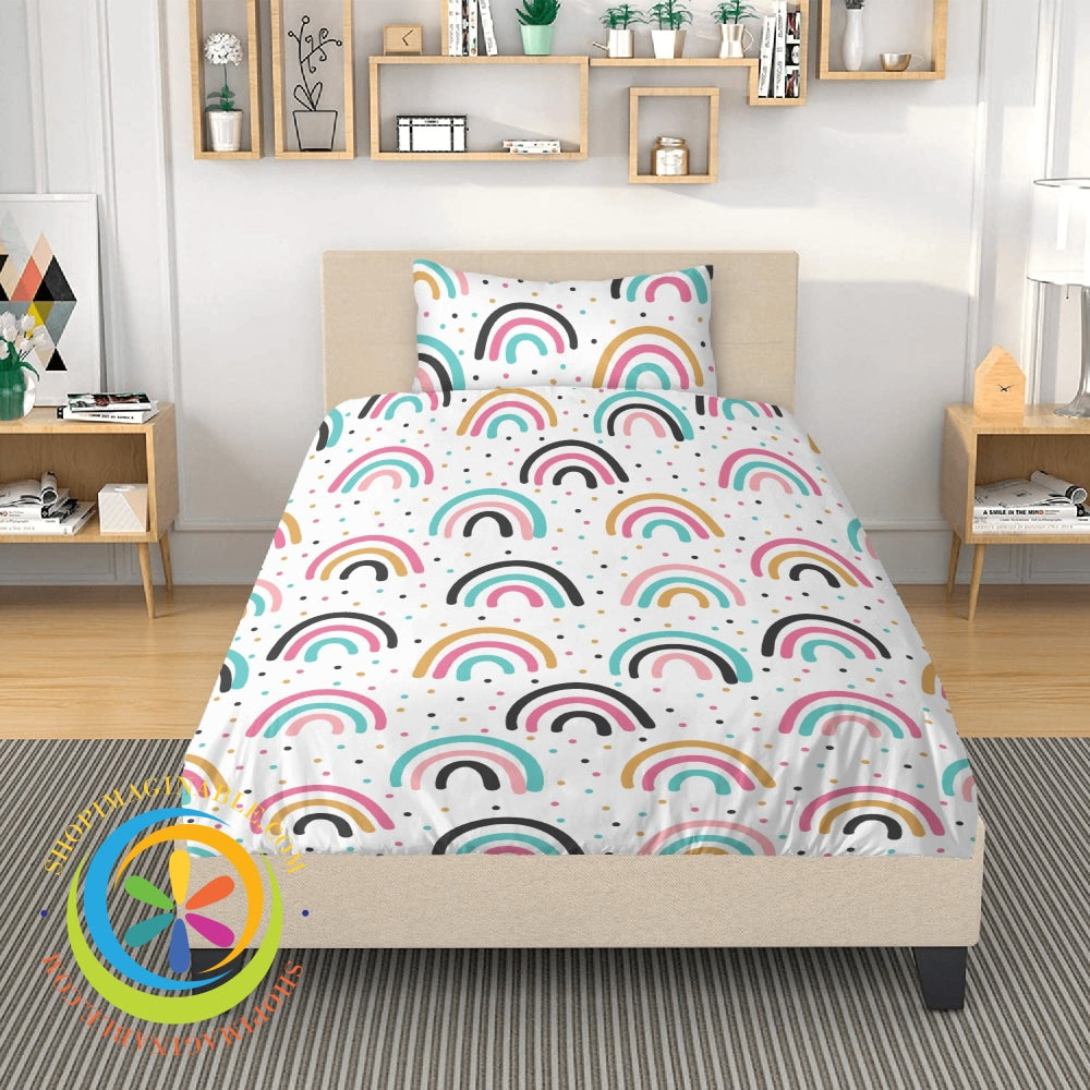 Boho Rainbow Striped Bedding Set
