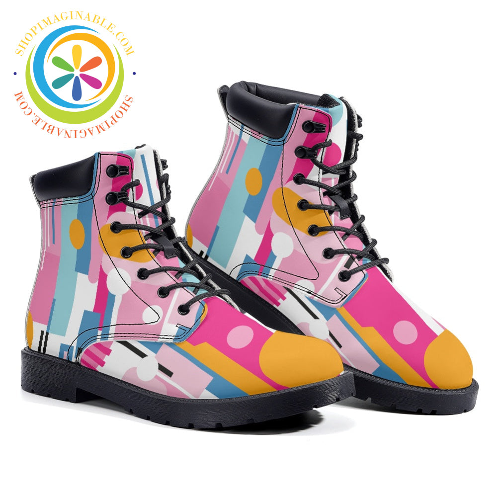 Bold Abstract - Leather Martin Boots