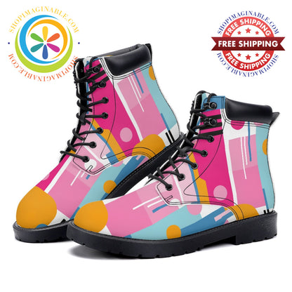 Bold Abstract - Leather Martin Boots white / 36