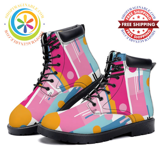 Bold Abstract - Leather Martin Boots white / 36