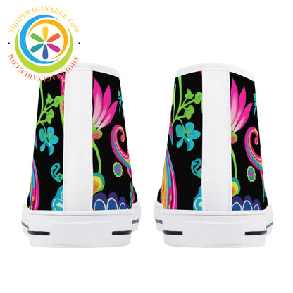 Bold Paisley Ladies High Top Canvas Shoes