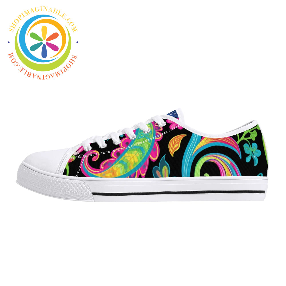 Bold Paisley Ladies Low Top Canvas Shoes