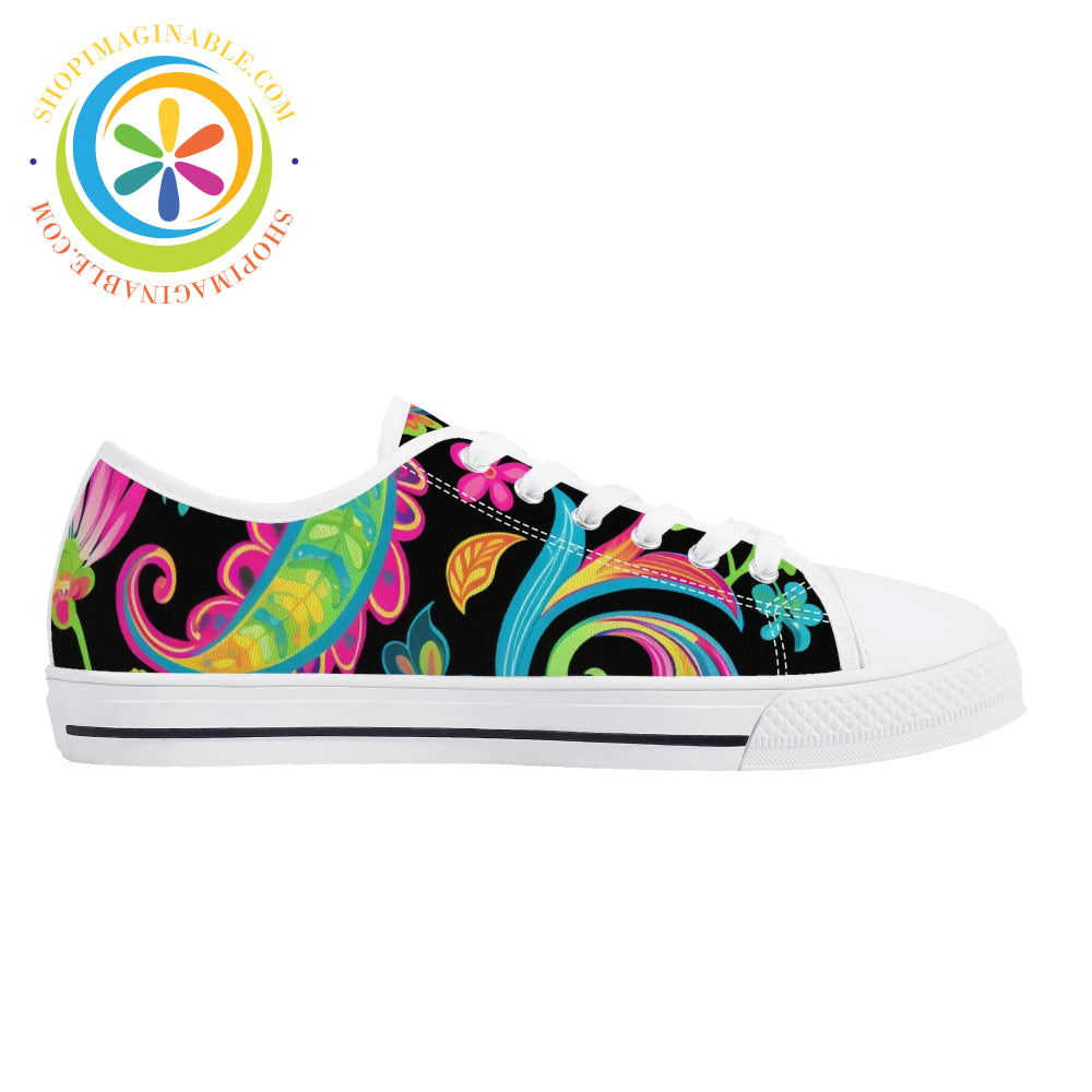 Bold Paisley Ladies Low Top Canvas Shoes