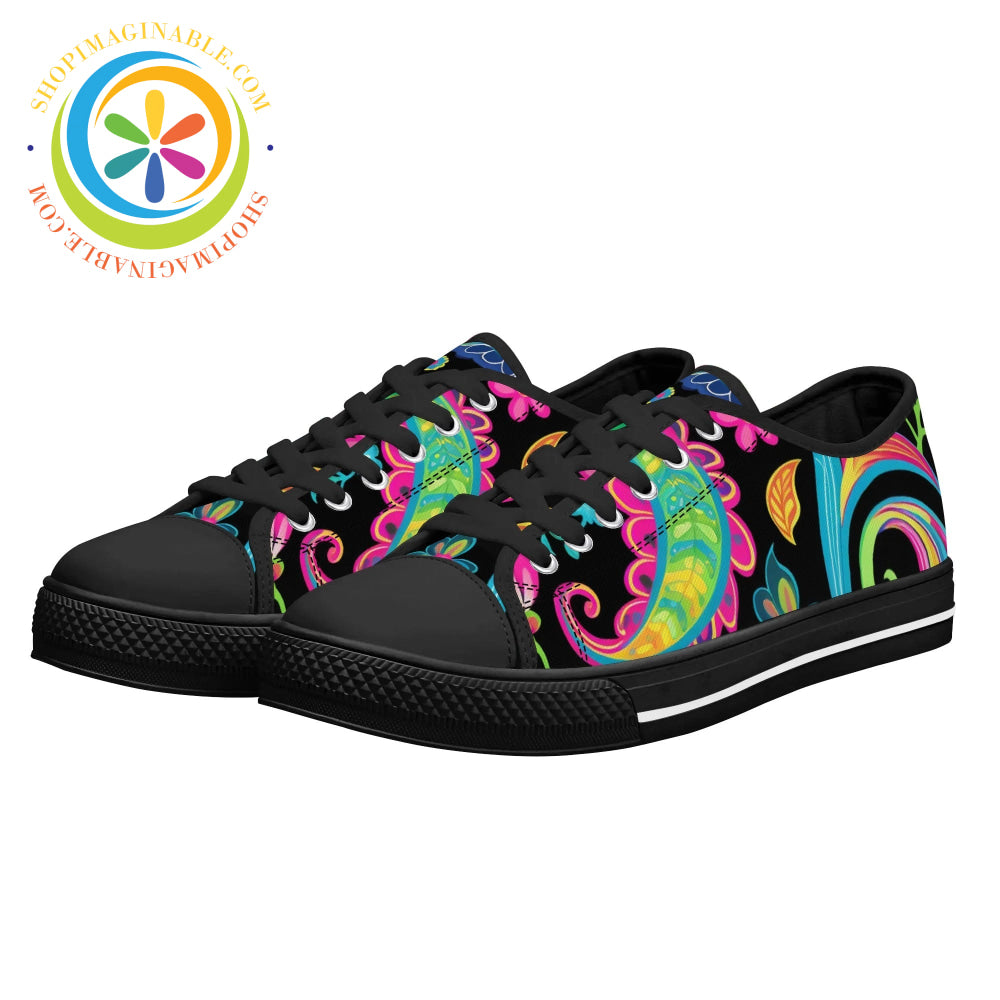 Bold Paisley Ladies Low Top Canvas Shoes Black / Us11.5 (Eu43)