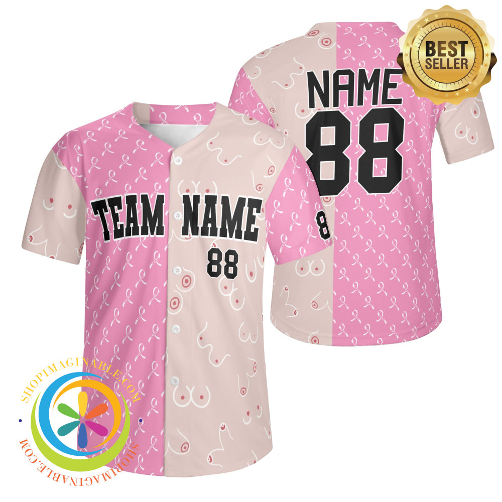 Breast Cancer Boobies Unisex Baseball Jersey S