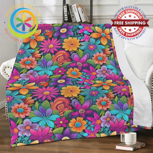 Bright Bold Florals Premium Fleece Blanket