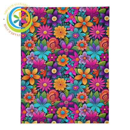 Bright Bold Florals Premium Fleece Blanket