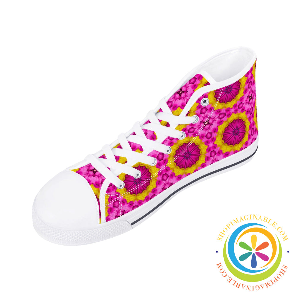 Bright Kaleidoscope Ladies High Top Canvas Shoes