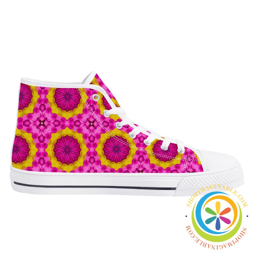 Bright Kaleidoscope Ladies High Top Canvas Shoes