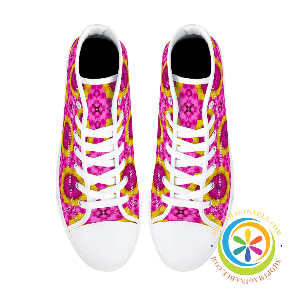 Bright Kaleidoscope Ladies High Top Canvas Shoes