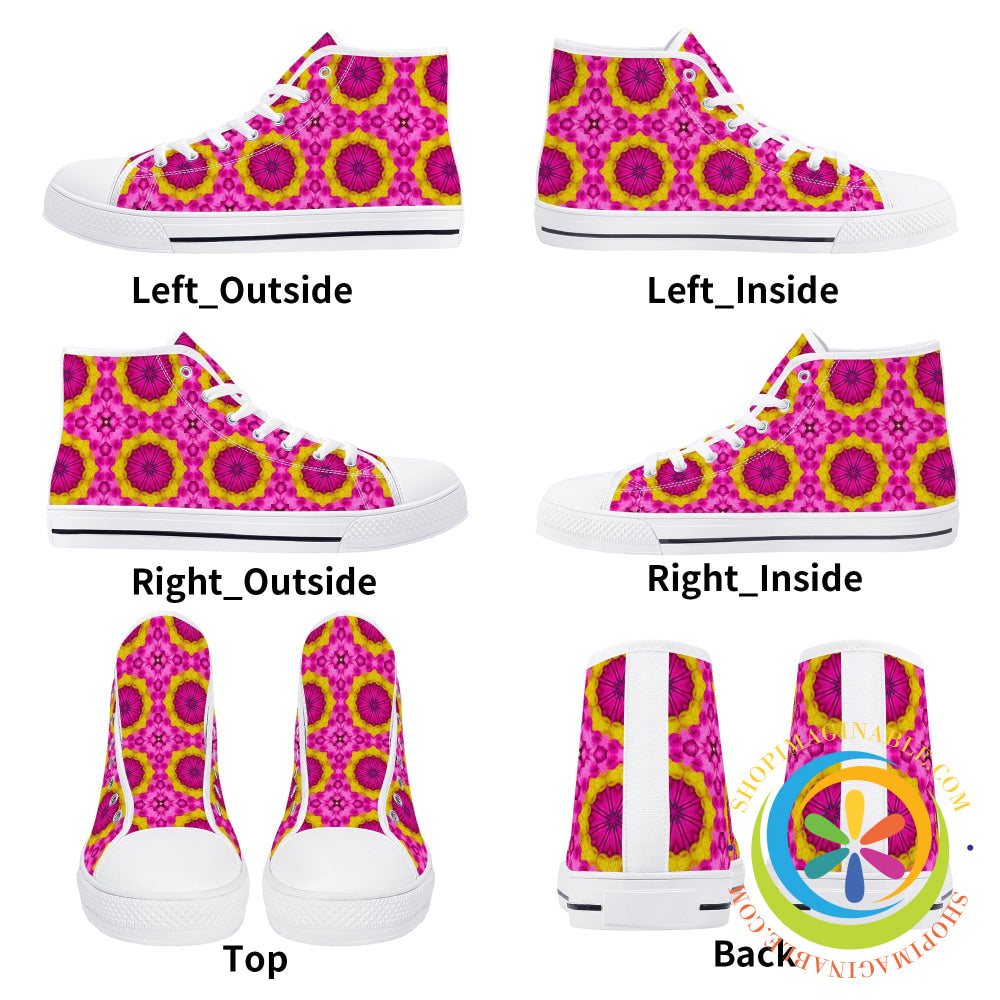 Bright Kaleidoscope Ladies High Top Canvas Shoes