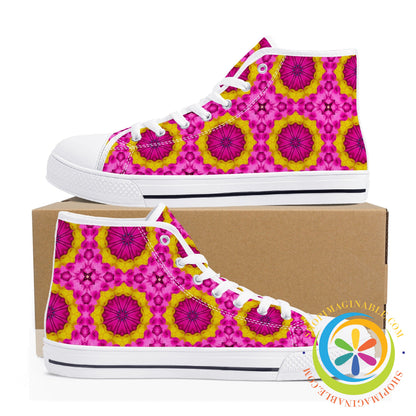 Bright Kaleidoscope Ladies High Top Canvas Shoes