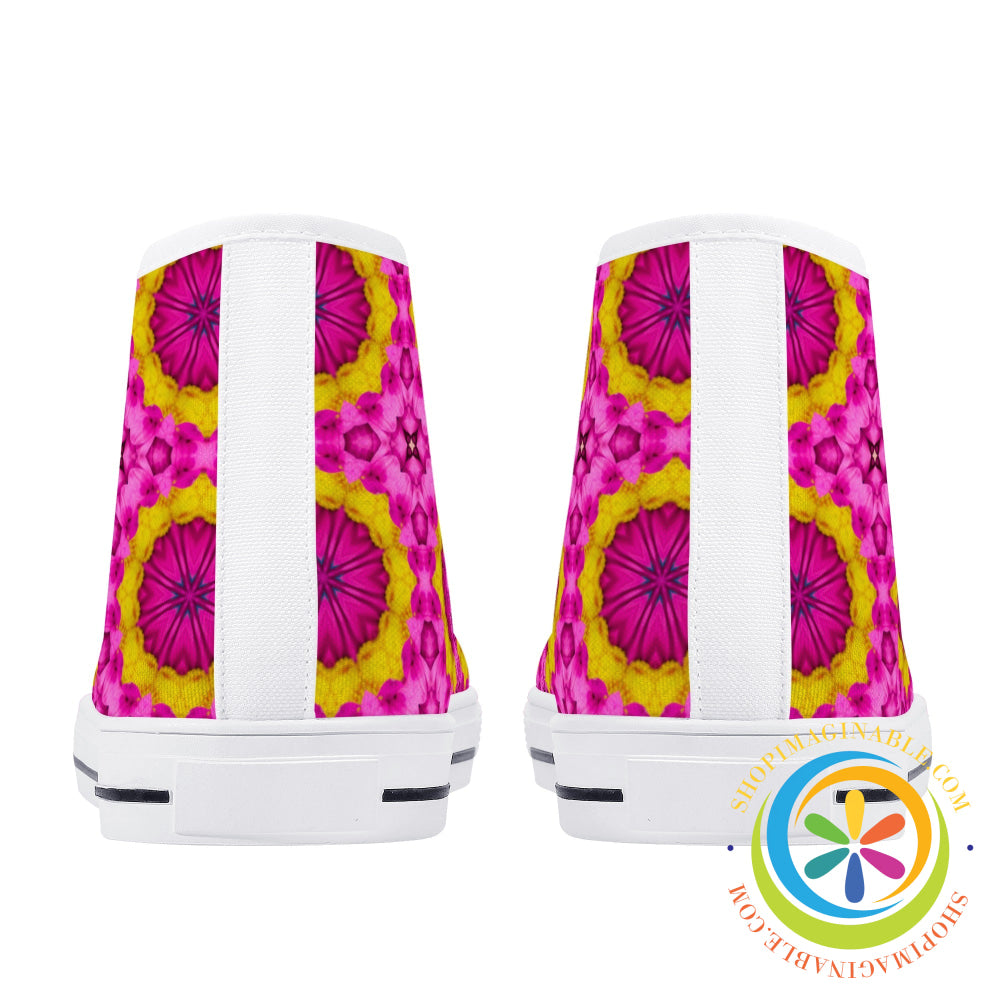 Bright Kaleidoscope Ladies High Top Canvas Shoes