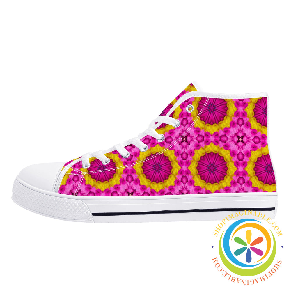 Bright Kaleidoscope Ladies High Top Canvas Shoes