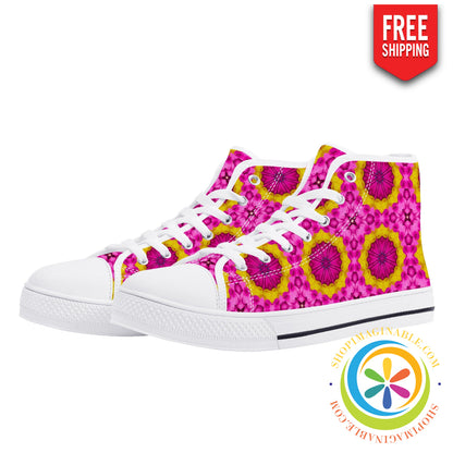 Bright Kaleidoscope Ladies High Top Canvas Shoes Us12 (Eu44)