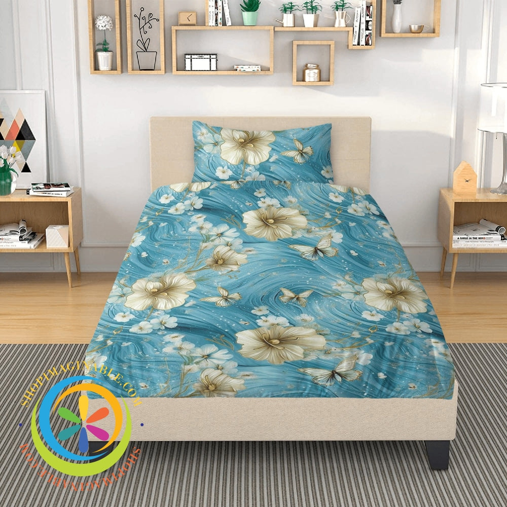 Butterfly Floral Love Heart Bedding Set