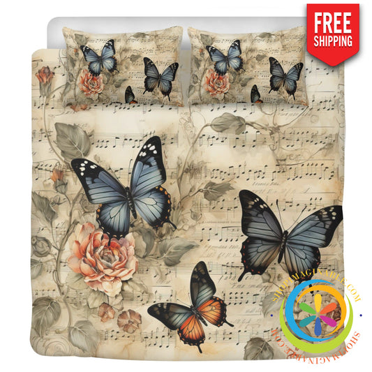 Musical Butterfly Bedding Set Black / Us Twin