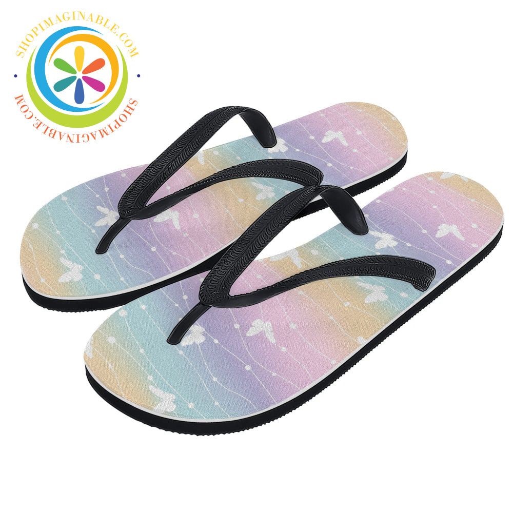 Butterfly Raiinbow Mens & Ladies Flip - Flops Small (Us 5 - 6 /Eu 35 - 37) / 2