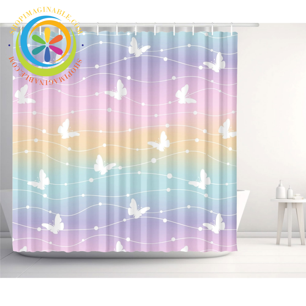 Butterfly Rainbow Shower Curtain