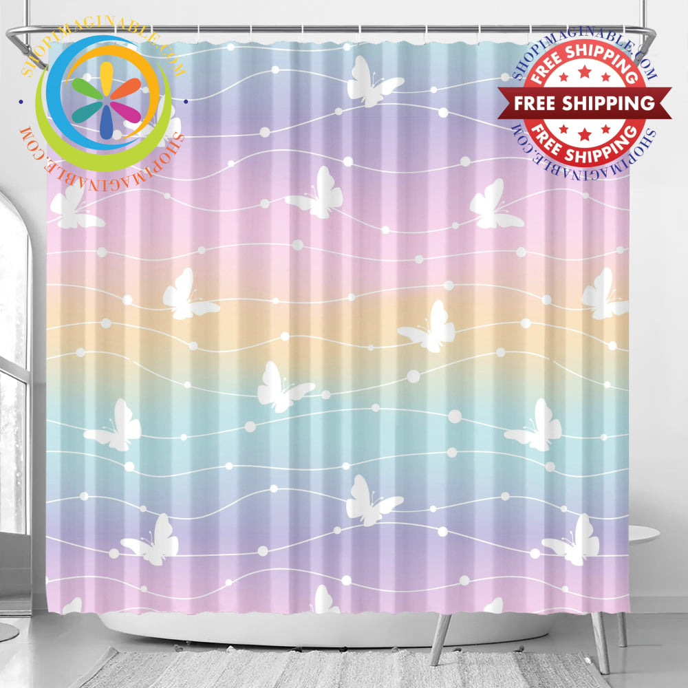 Butterfly Rainbow Shower Curtain