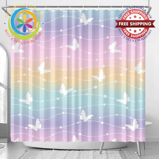 Butterfly Rainbow Shower Curtain