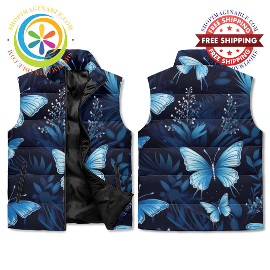 Butterfly Wishes Unisex Zip Up Puffer Vest M