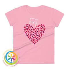 Cat Lovers Hearts & Kitty Ladies T-Shirt Charity Pink / S T-Shirt