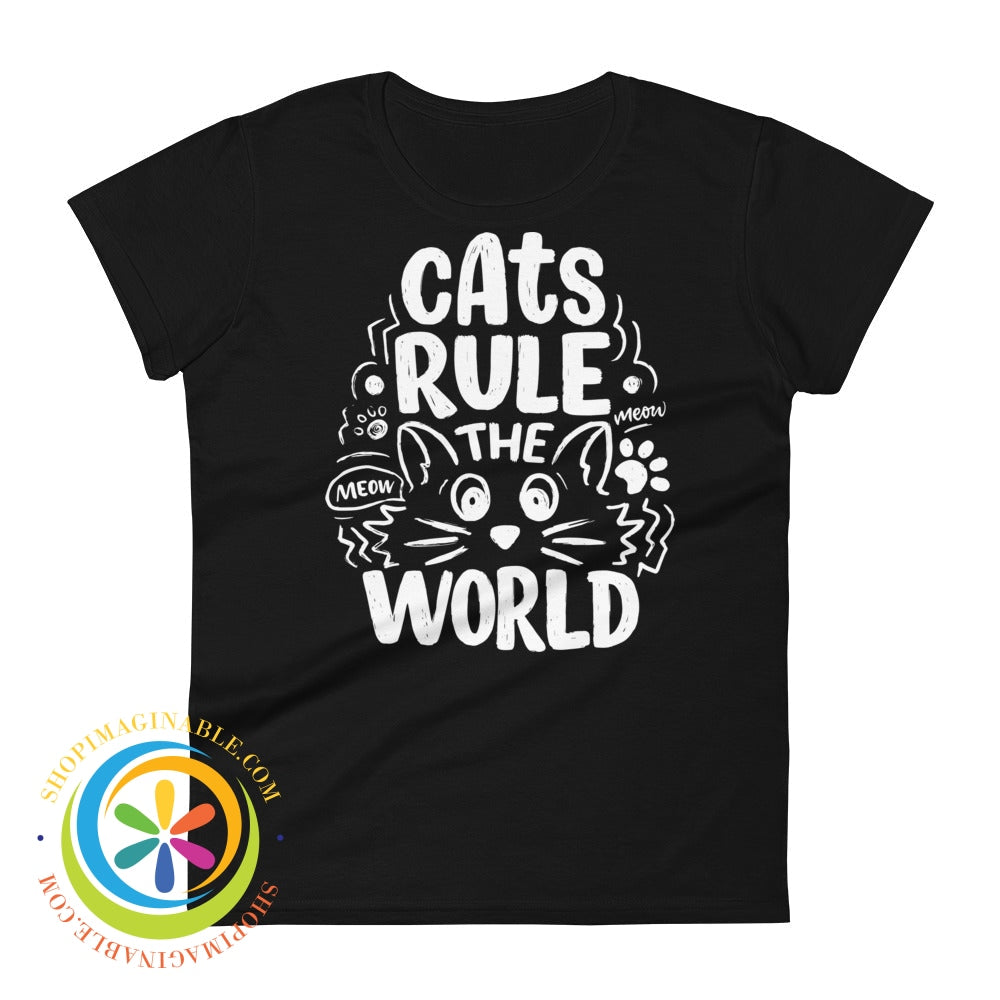 Cats Rule The World Ladies T-Shirt Black / S T-Shirt