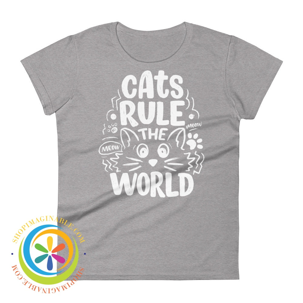 Cats Rule The World Ladies T-Shirt Heather Grey / S T-Shirt