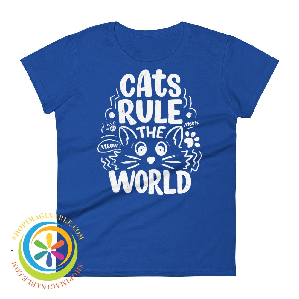 Cats Rule The World Ladies T-Shirt Royal Blue / S T-Shirt