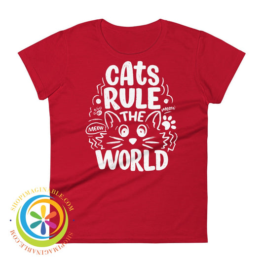 Cats Rule The World Ladies T-Shirt True Red / S T-Shirt