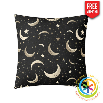 Celestial Crescent Moon Pillow Cover