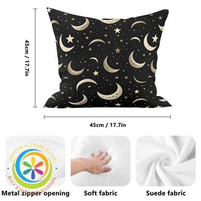 Celestial Crescent Moon Pillow Cover