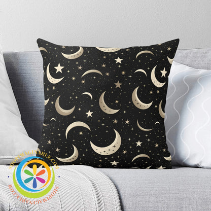 Celestial Crescent Moon Pillow Cover