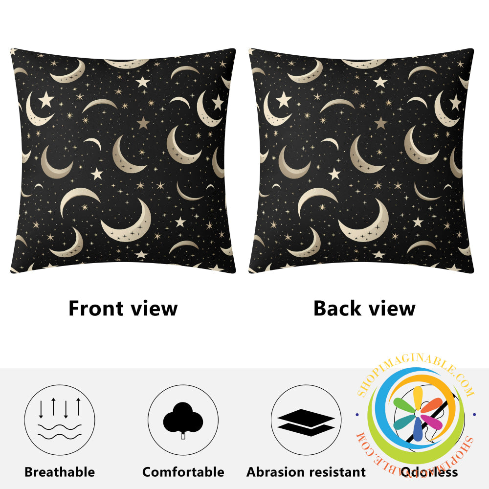 Celestial Crescent Moon Pillow Cover