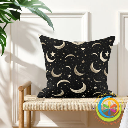 Celestial Crescent Moon Pillow Cover