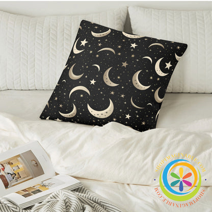 Celestial Crescent Moon Pillow Cover