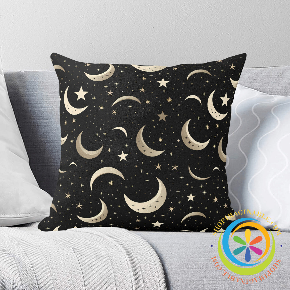 Celestial Crescent Moon Pillow Cover