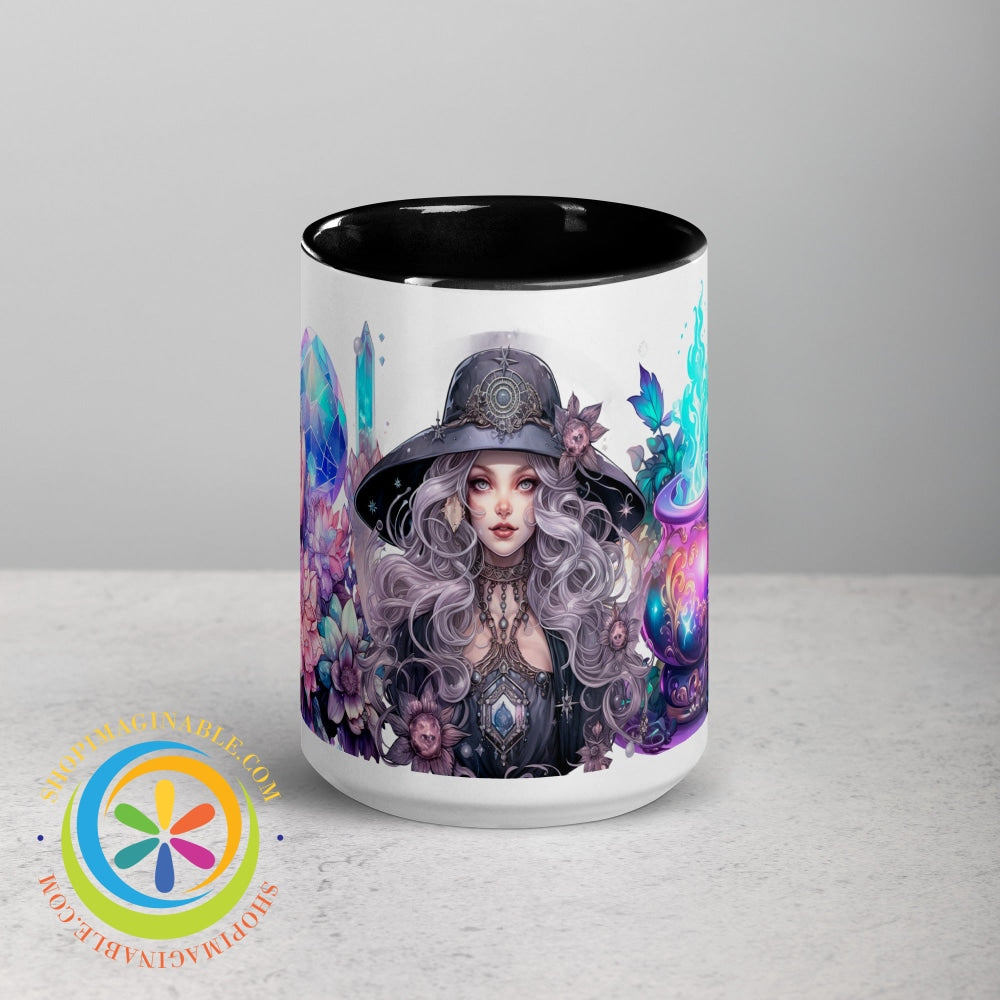 Celestial Enchanting Witch Mug With Color Inside Black / 15Oz Home Decor