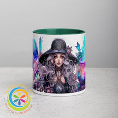 Celestial Enchanting Witch Mug With Color Inside Dark Green / 11Oz Home Decor