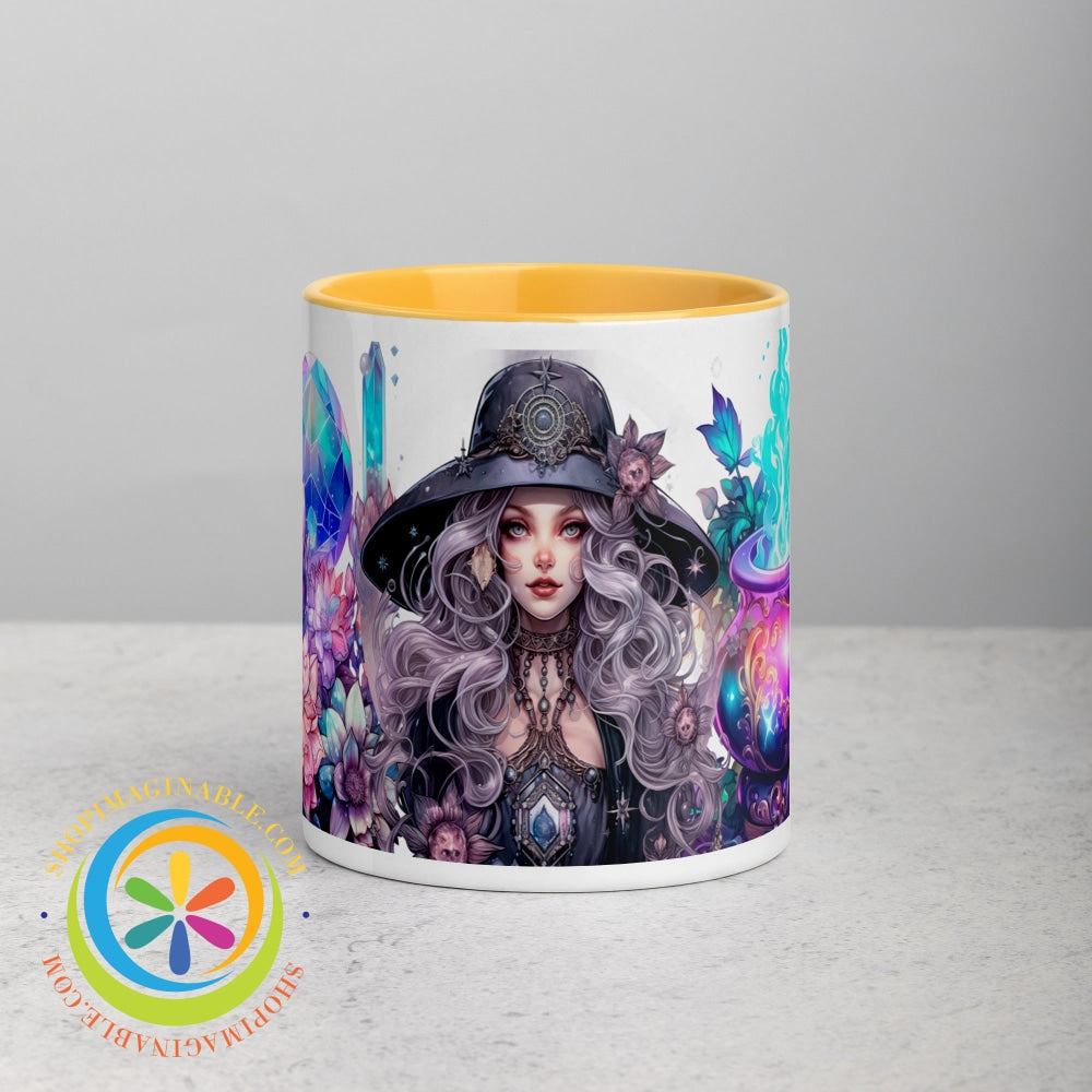 Celestial Enchanting Witch Mug With Color Inside Golden Yellow / 11Oz Home Decor