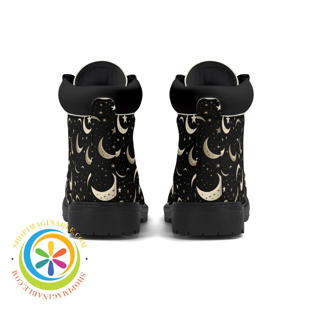 Celestial Moon & Stars Womens Black All Season Boots Boots