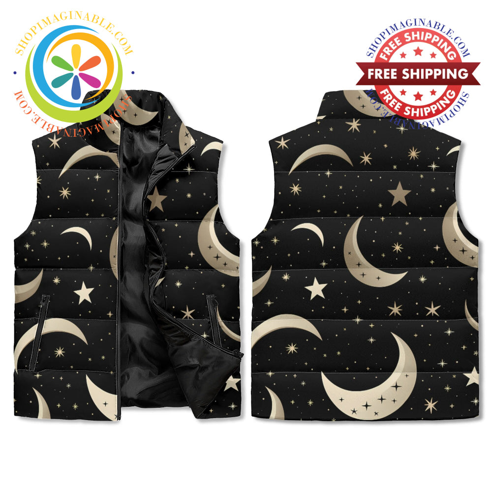 Celestial Vibes Unisex Zip Up Puffer Vest M