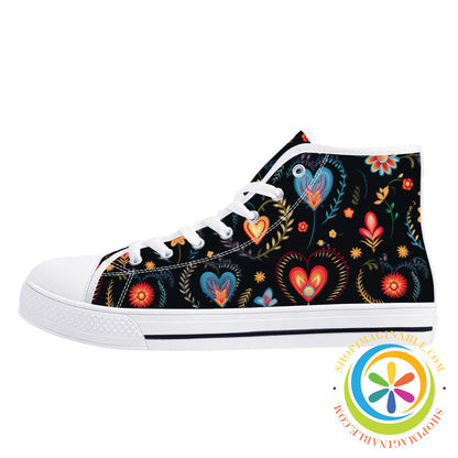 Cherished Blooms Ladies High Top Canvas Shoes